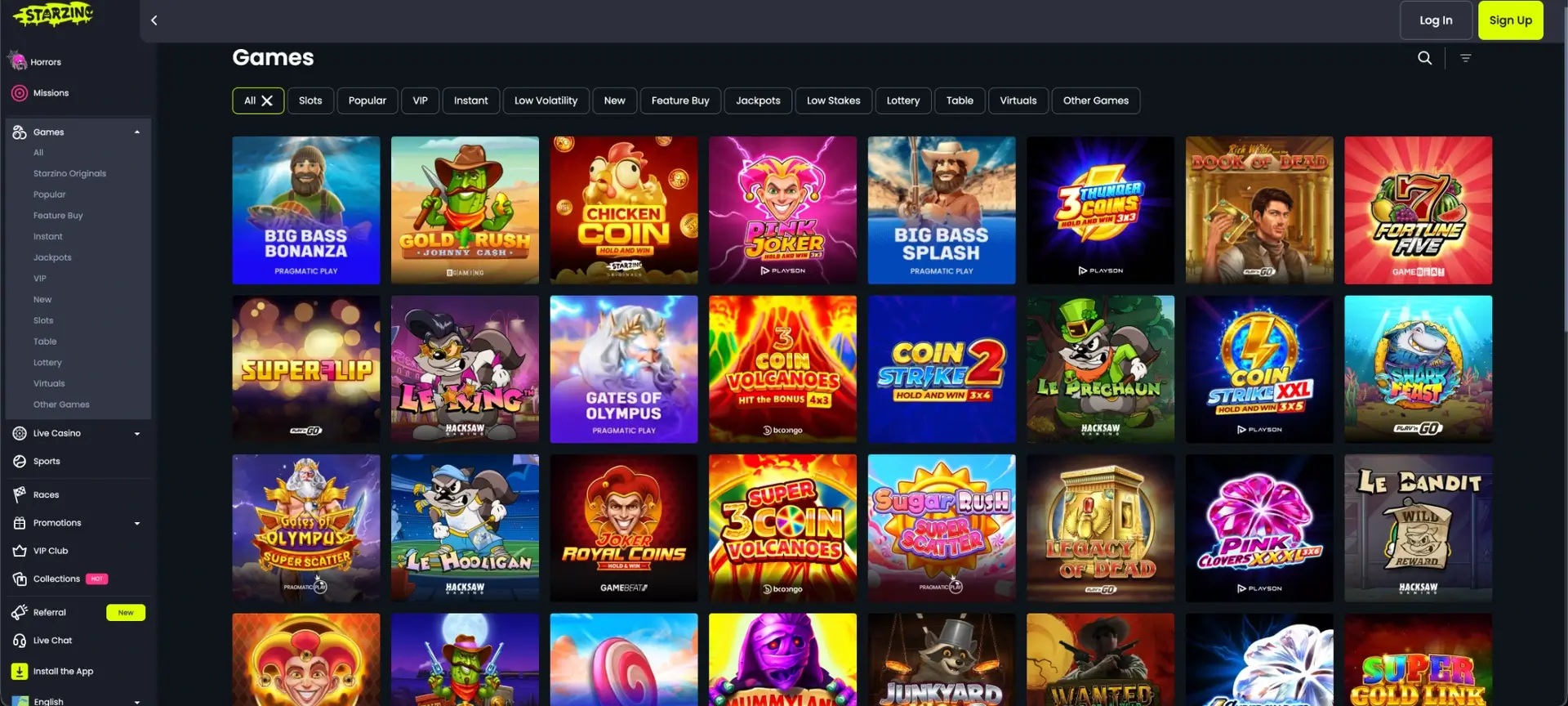 Gokkasten voor Starzino free spins